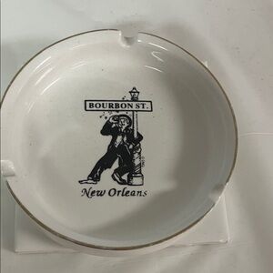 Bourbon Street New Orleans White Ceramic Ashtray